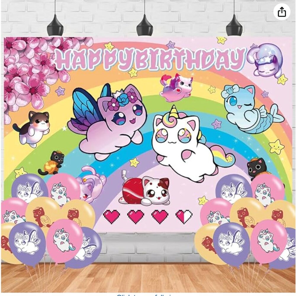 Cute Cat & Rainbow Birthday Banner